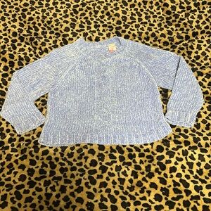 Size 5 Girls Blue/Silver Cable Knit Long Sleeve Sweater